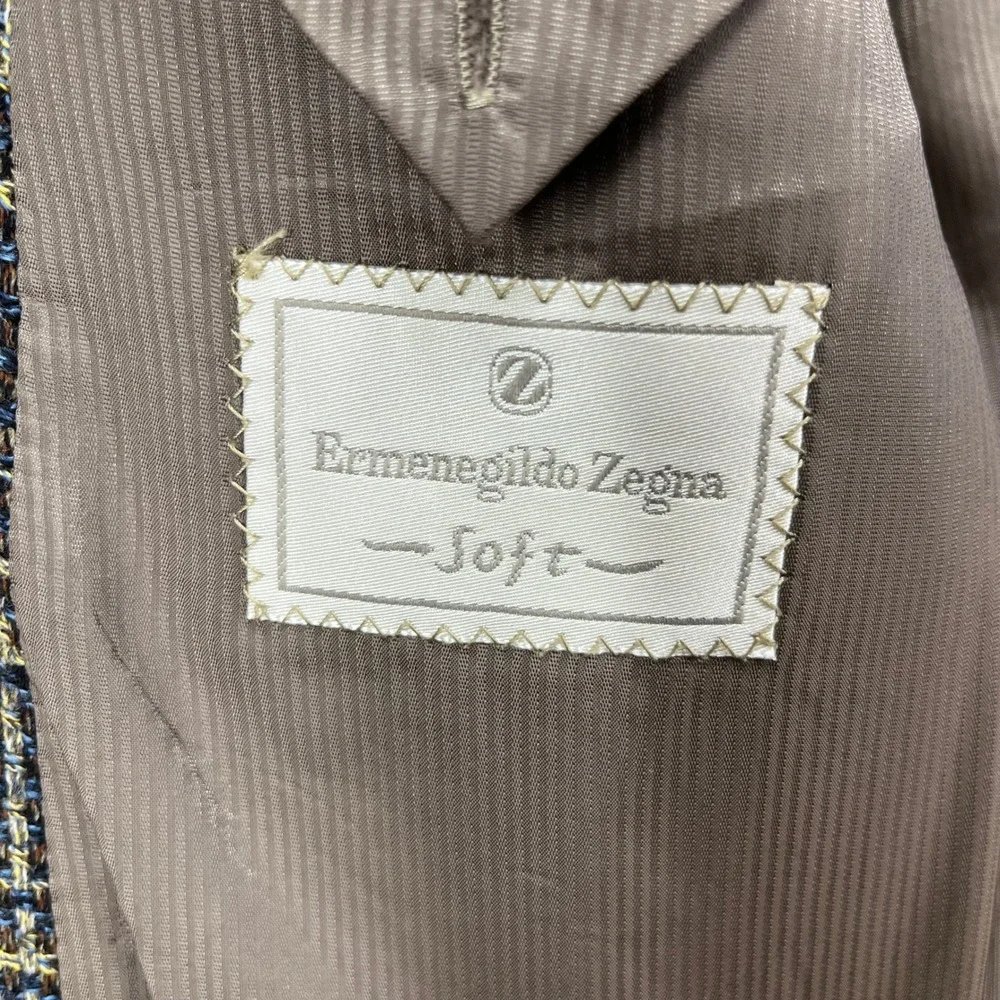 Ermenegildo‎ Zegna Soft Wool Blend Plaid Blazer Sport Coat Mens Size 54